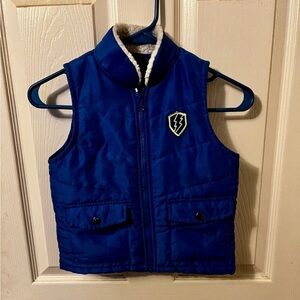 Buffalo David Bitton Boy's 5 Blue Puffer Vest Pockets With Snaps Polyester Zip